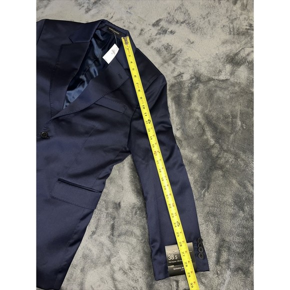 Size 38S Banana Republic Factory logo MODERN CLASSIC SATIN SUIT JACKET Navy - Picture 8 of 10